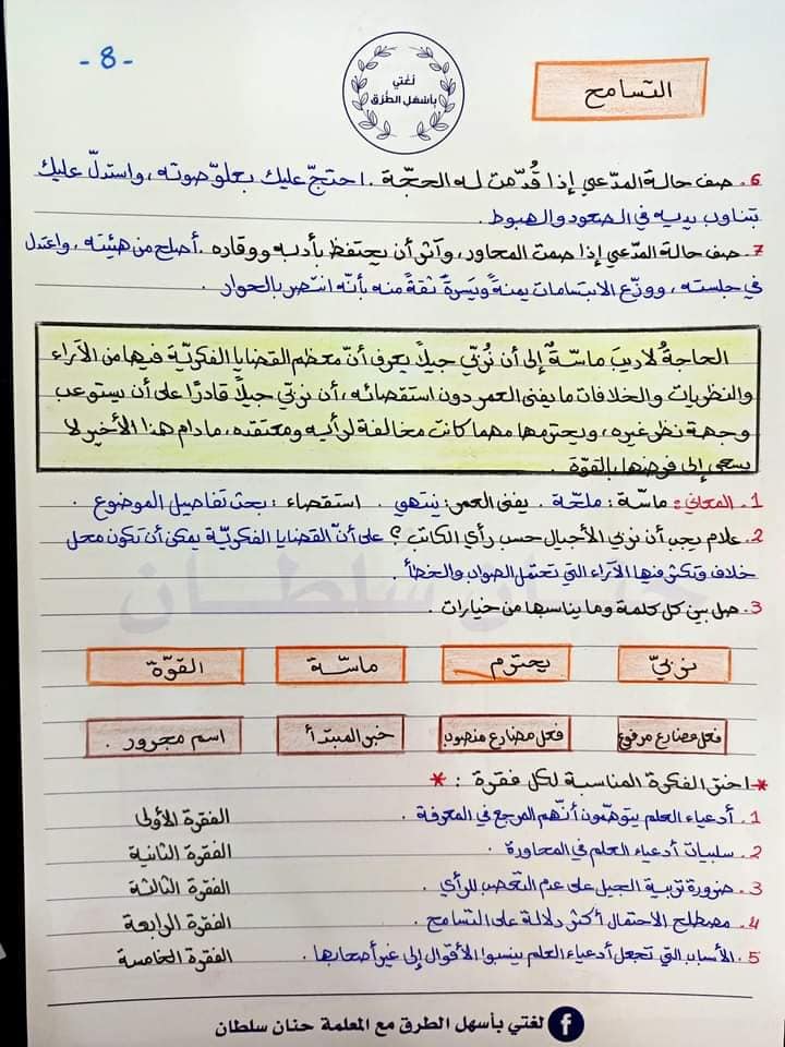MTk2NDIyMQ28285 بالصور شرح درس التسامح الفكري مادة اللغة العربية الصف العاشر الفصل الاول 2022